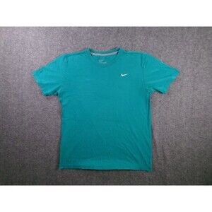 Nike Shirt Mens M Teal Short Sleeve Swoosh Logo Crew Neck Regular Fit Cotton